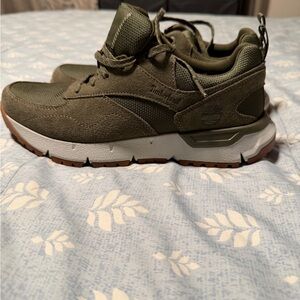 Timberland Olive Men’s Lace-Up Sneaker with White Midsole